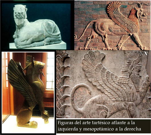 Similitud entre el arte tarteso-atlántico ibero, y relieves mesopotámicos.